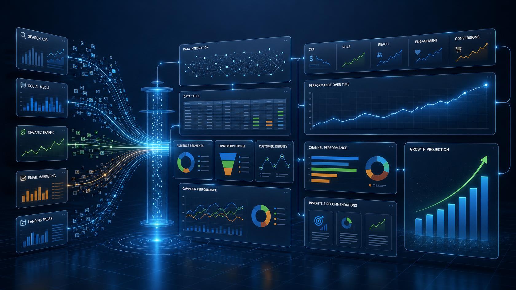 Mídia de Performance e Analytics.